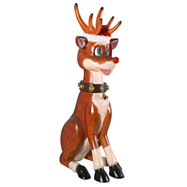 Christmas Fiberglass giant oversized red-nose reindeer sculpture